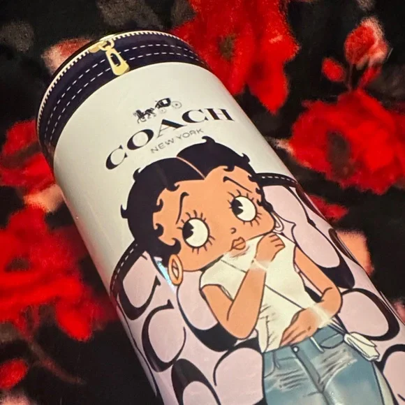 Betty Boop Coach Cartoon Design Skinny Tumbler Pink - Picture 6 of 6